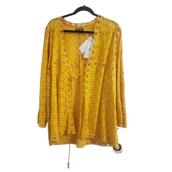 Miss Me Yellow Lace  or Cardigan S Swim Suit Cover-up - Picture 1 of 4